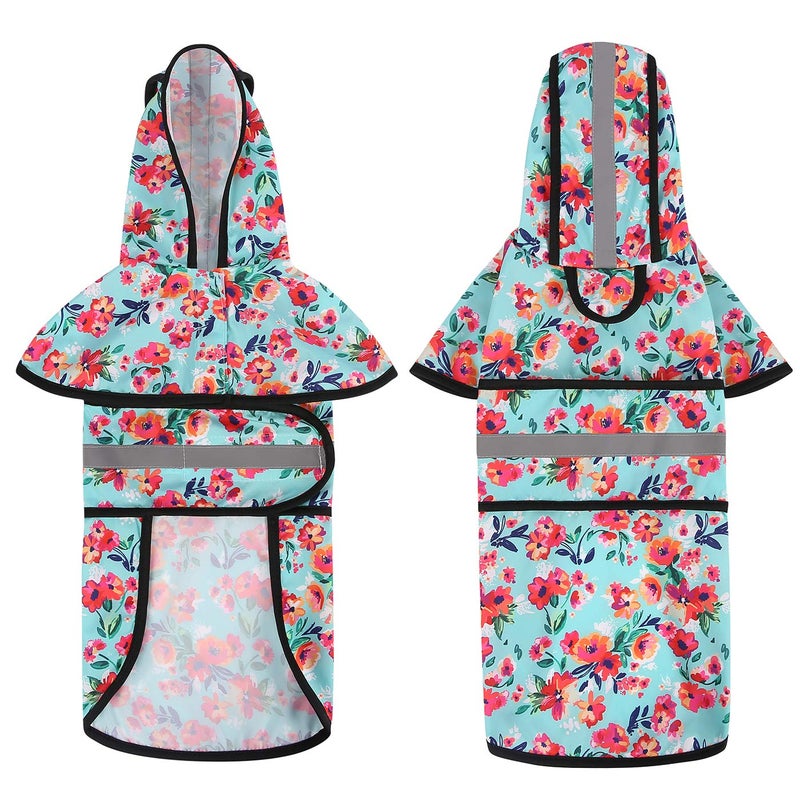HDE Dog Raincoat Jacket Reflective Adjustable Hooded Pet Poncho Rain Coat with Leash Hole for Small to X-Large Dogs Turquoise - S - Image 3